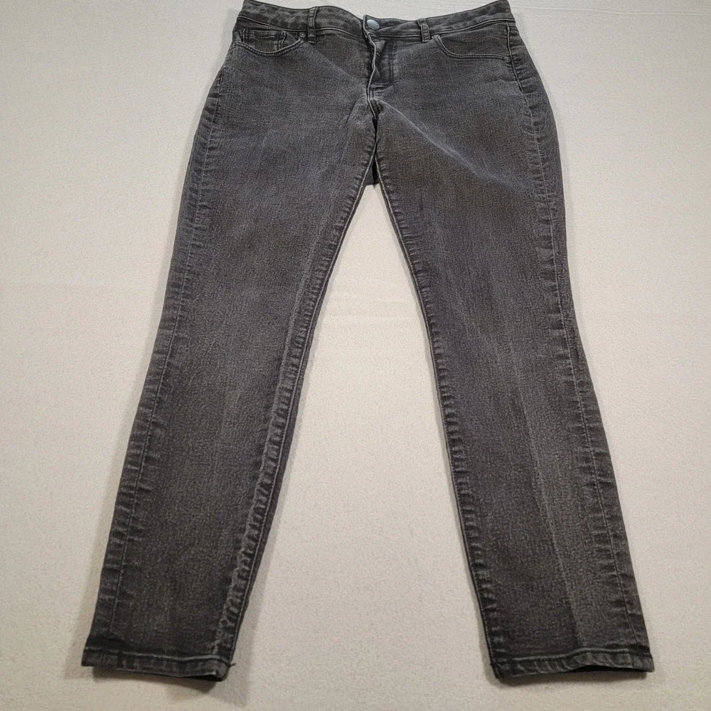 LOFT Ann Taylor Jeans Women's Curvy Skinny Black Wash Denim Size 29/8‎ Mid Rise - Picture 2 of 10